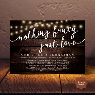 Invitación Nada Fancy, Sólo Amor, Fiesta Boda Elopement