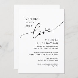 Invitación Nada Fancy, Sólo Amor, Fiesta Boda Elopement