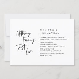 Invitación Nada Fancy, Sólo Amor, Fiesta Boda Elopement