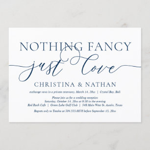 Invitación Nada Fancy, Sólo Amor, Fiesta Boda Elopement