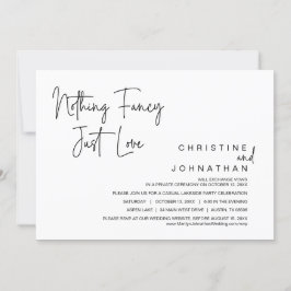 Invitación Nada Fancy, Sólo Amor, Fiesta Boda Elopement