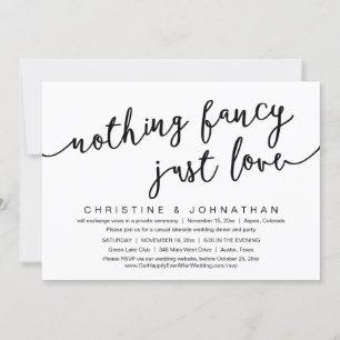 Invitación Nada Fancy, Sólo Amor, Fiesta Boda Elopement