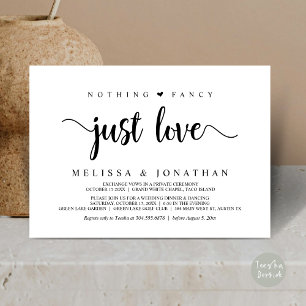 Invitación Nada Fancy Sólo Amor, Moderno Boda Elopement