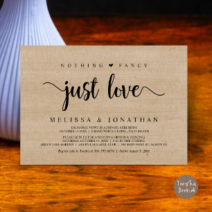 Invitación Nada Fancy Sólo Amor, Moderno Boda Elopement