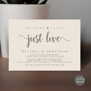 Invitación Nada Fancy Sólo Amor, Moderno Boda Elopement