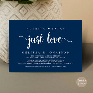 Invitación Nada Fancy Sólo Amor, Moderno Boda Elopement