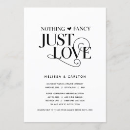 Invitación Nada Fancy, Sólo Amor, Negro Elegante, Elopement