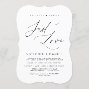 Invitación Nada Fancy Sólo Amor, Negro, Elopement Boda