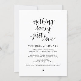 Invitación Nada Fancy Sólo Amor, Negro, Fiesta Elopital En