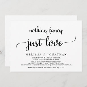 Invitación Nada Fancy Sólo Amor, Simple Rústico Mínimo