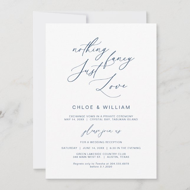 Invitación Nada Fantástico Sólo Amor, Armada, Boda Elopement (Anverso)