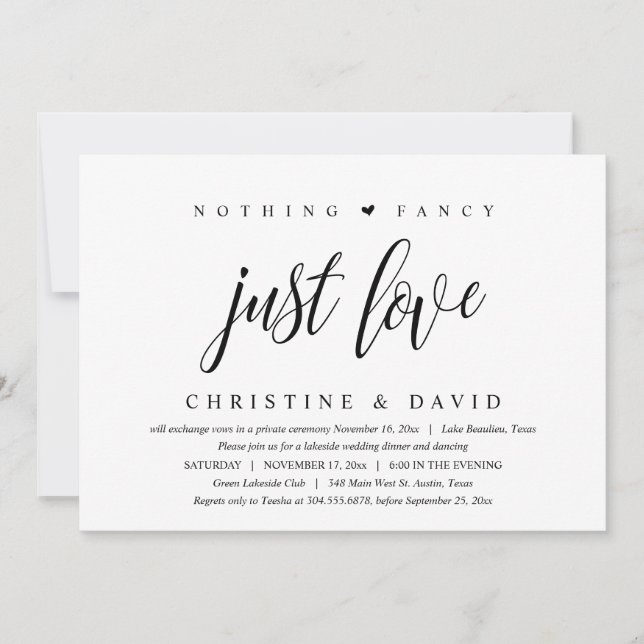 Invitación Nada Fantástico, Sólo Amor, Feliz Siempre Después  (Anverso)