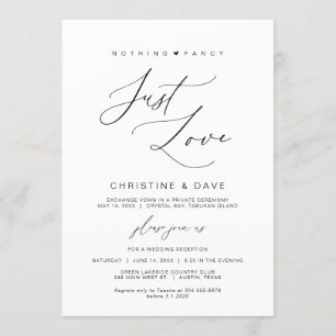Invitación Nada Fantástico Sólo Amor, Negro, Boda Elopement