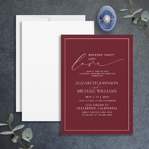 Invitación Nada Lujoso Solo Amor Borgoña Boda Casual