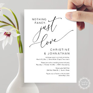 Invitación Nada Lujoso, Solo Amor, Cena de Boda Intima