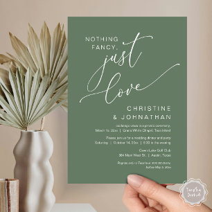 Invitación Nada Lujoso, Solo Amor, Cena de Boda Intima