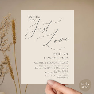 Invitación Nada Lujoso, Solo Amor, Cena de Boda Intima