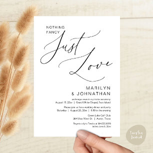 Invitación Nada Lujoso, Solo Amor, Cena de Boda Intima