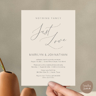 Invitación Nada Lujoso, Solo Amor, Cena de Boda Intima