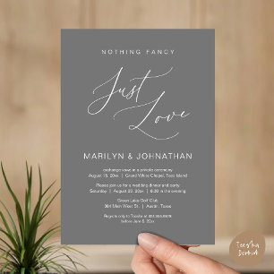 Invitación Nada Lujoso, Solo Amor, Cena de Boda Intima