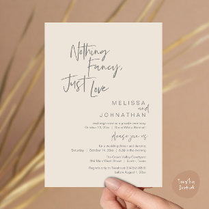 Invitación Nada Lujoso Solo Amor, Cena de Boda Moderna