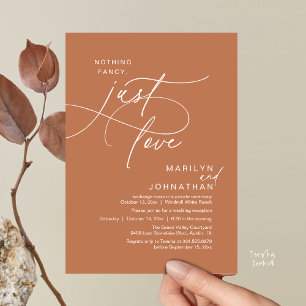 Invitación Nada Lujoso, Solo Amor, Cena Romántica de Boda