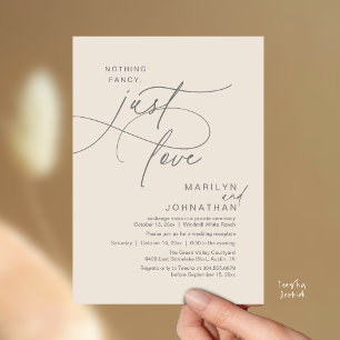 Invitación Nada Lujoso, Solo Amor, Cena Romántica de Boda