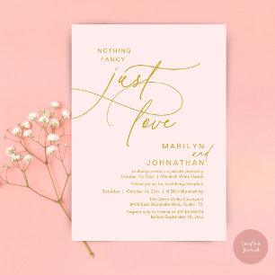 Invitación Nada Lujoso, Solo Amor, Cena Romántica de Boda