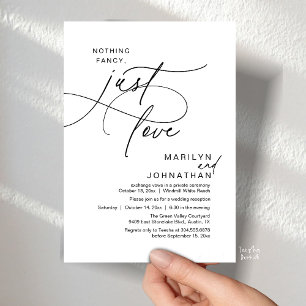 Invitación Nada Lujoso, Solo Amor, Cena Romántica de Boda