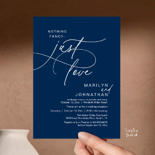 Invitación Nada Lujoso, Solo Amor, Cena Romántica de Boda
