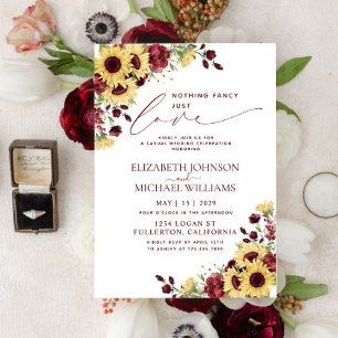 Invitación Nada Lujoso Solo Amor Girasol Borgoña Boda