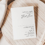Invitación Nada Minimalista moderno Fancy Just Love Boda<br><div class="desc">Este Minimalista moderno, nada elegante, sólo la invitación a la boda es perfecta para su boda elegante. Su diseño abstracto sencillo y único, acompañado de un guión minimalista contemporáneo y una paleta de colores blanco y negro, le confiere a este producto una sensación de lujo formal y elegante, al tiempo...</div>