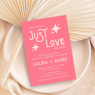 Invitación Nada Rosa Moderno Fancy Just Love Boda