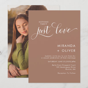 Invitación Nada Simple Fancy Just Love Photo Mocha Boda