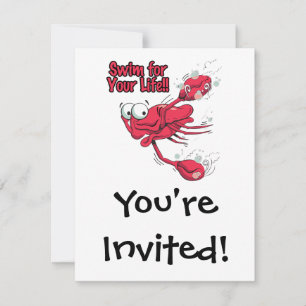 Invitación nadar por tu vida temeroso cangrejo