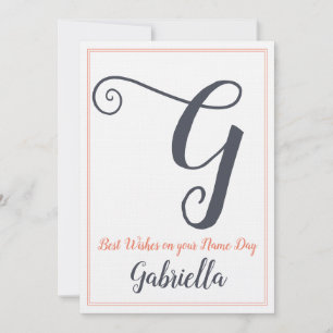 Invitación Name Day Saint's Day Letter G Monogram