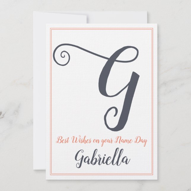 Invitación Name Day Saint's Day Letter G Monogram (Anverso)
