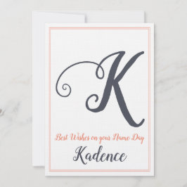 Invitación Name Day Saint's Day Letter K Monograma