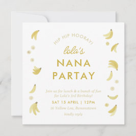 Invitación Nana Yellow Gingham Fiesta Banana Cumpleaños