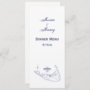 Invitación Nantucket Island MAMÁES Vintage Map Navy Blue