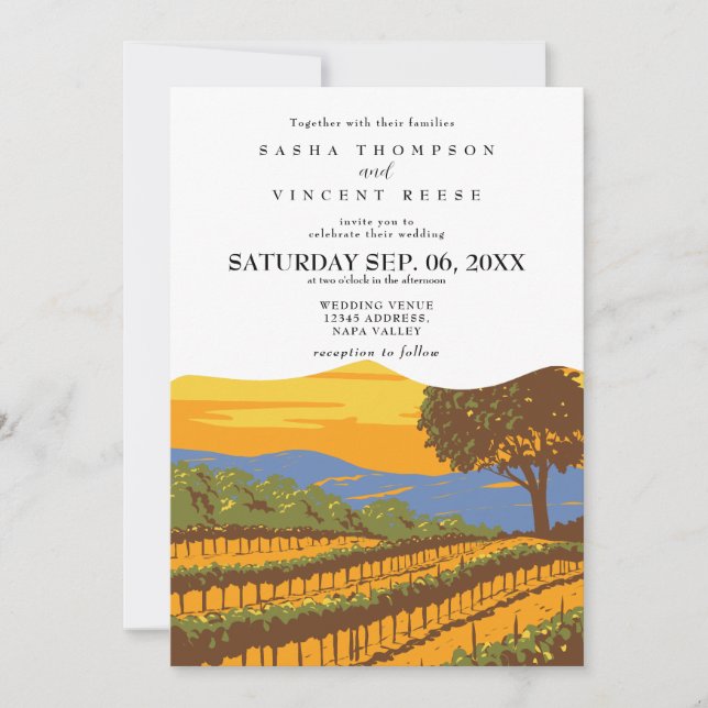 Invitación Napa Valley California Wedding Invitation Retro