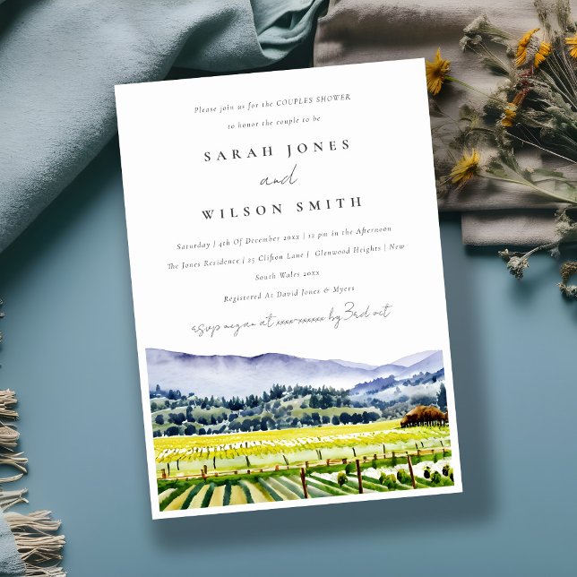 Invitación Napa Valley Watercolor Vineyard Ducha (Subido por el creador)