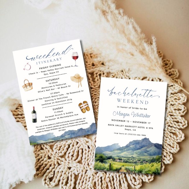 Invitación Napa Winery Bachelorette Weekend & Itinerary (Subido por el creador)