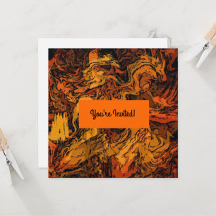 Invitación Napkin naranja, amarillo y negro de tela abstracta