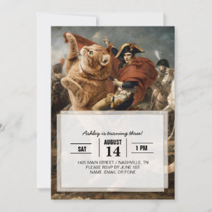 Invitación Napoleón montando un gato gigante de batalla