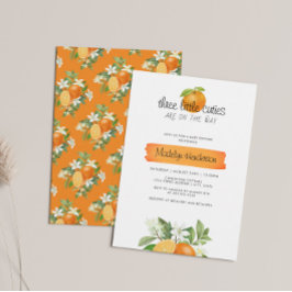 Invitación Naranja 3 pequeñas cuties trillizos Baby Shower