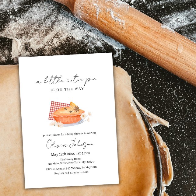 Invitación Naranja A Cutie Pie Flower Fall Baby Shower (Orange A Little Cutie Pie Flower Fall Baby Shower Invitation)