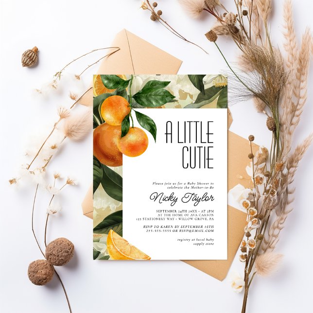 Invitación Naranja A Little Cutie Citrus Baby Shower (Subido por el creador)