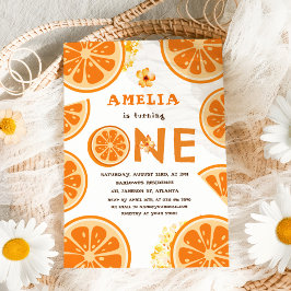 Invitación Naranja acuarela Citrus Bebé Primer cumpleaños
