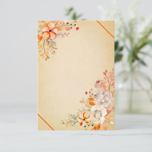Invitación Naranja acuarela floral sobre pergamino boda invit